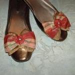 Dark Coral And Gold Plaid Silk And Organza Double..
