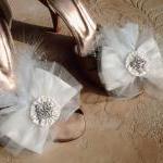 Ivory Bow Wedding Shoe Clips Or Hair Clips /..