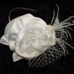 Ivory Bridal Floral And Lace Cocktail Hat /..