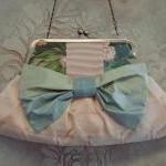 Large Clutch With Silk Bow - Small Works Of Art..