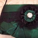 Sample Emerald Green Taffeta And Black Lace..