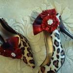 Glam Ruby Red And Black Shoe Clips