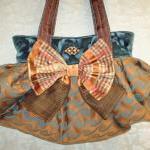 Boho Carpet Bag With Silk Bow And Vintage Brooch /..