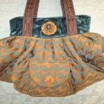 Boho Carpet Bag With Silk Bow And Vintage Brooch /..