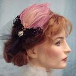 Diva Feather Fascinator Pink And Black For Dance..