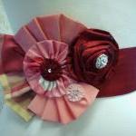 Glam Bridal Belt Handcrafted In Dark Red Taffeta..