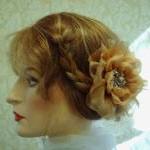 Organza Flower Hair Clip, Bridal Accessories,..