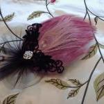 Diva Feather Fascinator With Black Chenille Dot..