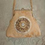 Gold Damask Tidbits Purse With Removable..