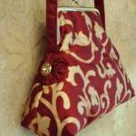 Silk Purse In Dark Red And Gold Painted Silk /..