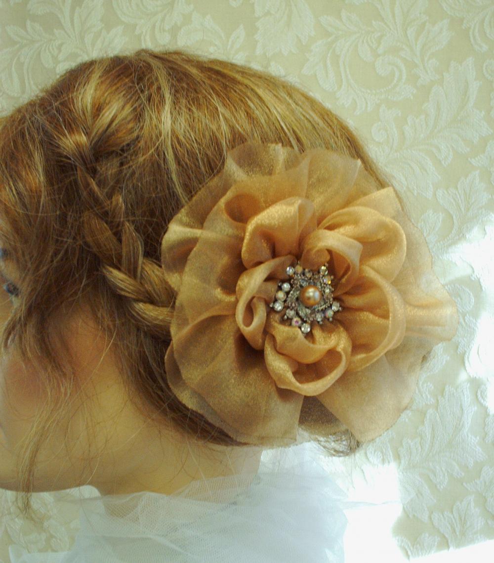 Organza Flower Hair Clip, Bridal Accessories, Weddings, Bridesmaids, Bride